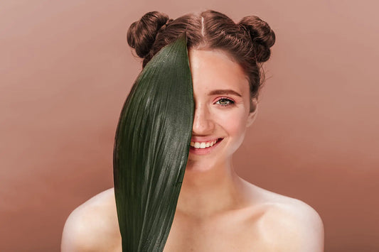 ginger woman green leaf natural beauty